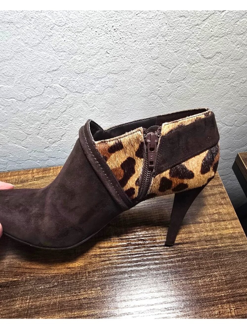 Antonio Melani Winona Brown Suede Leopard Print Heeled Booties Womens Size 8M - Picture 8 of 15